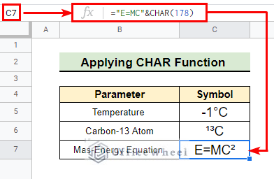 Mass-Energy Equation inserted in cell C6